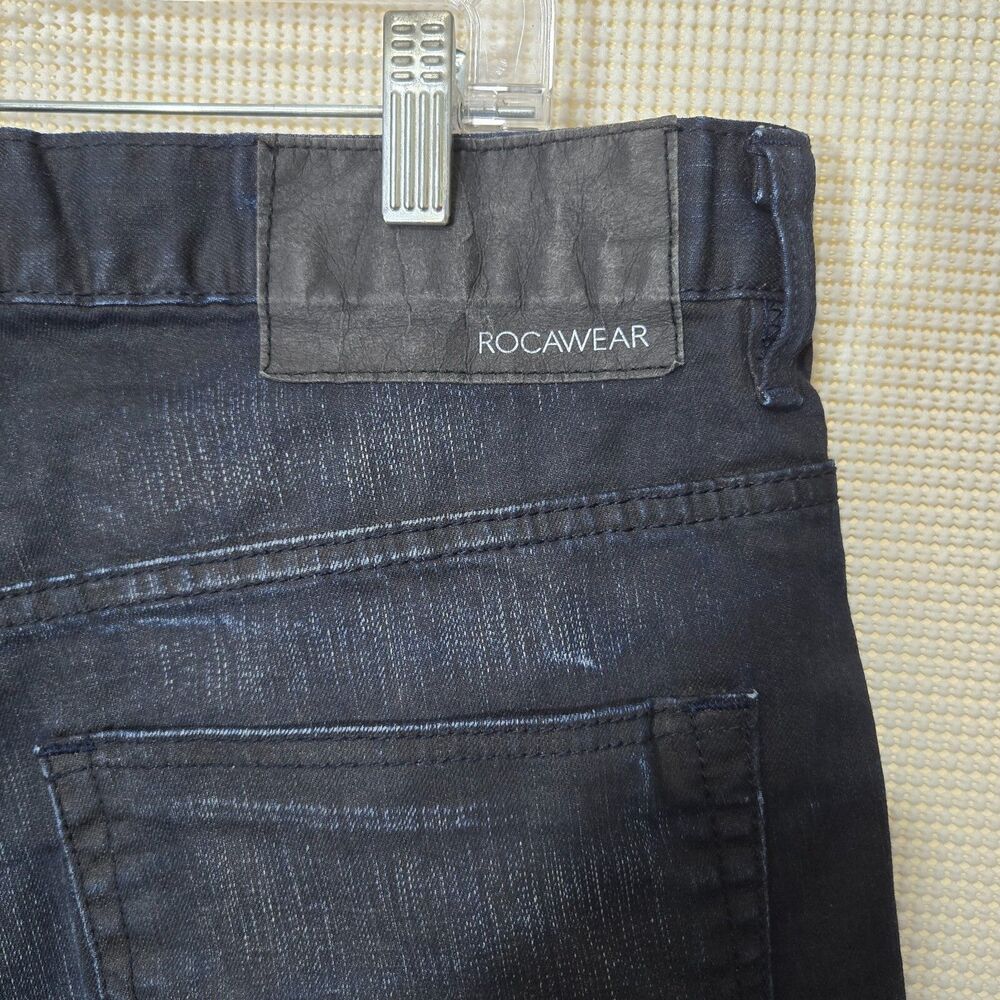 Rocawear Shorts Mens 38 Blue Jean Hip Hop Jorts Vintage Y2K Distressed Denim - Picture 7 of 9